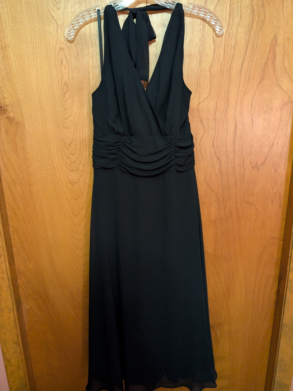 Black Halter Maxi Dress with Ruched Waist